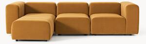 Sofa modułowa z aksamitu z pufem Lena (4-osobowa)