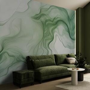 Fototapety Panoramiczne zielone fale abstrakcyjne na jasnym tle, Fototapety 3D, Fototapety 3d geometryczna, w01185d1 : Uwalls.pl