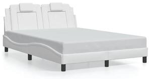 Białe łóżko z ekoskóry z kolorowym oświetleniem led 140x200 F5-Z84