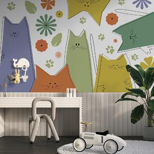 Fototapety Prymitywny rysunek kotów w abstrakcyjnym stylu, Fototapety Zwierzęta, w01941v1 : Uwalls.pl