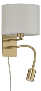 Lampa Ścienna Lindby, Florens, złoty | mosiężny, salon, tkanina | tekstylia, nowoczesny