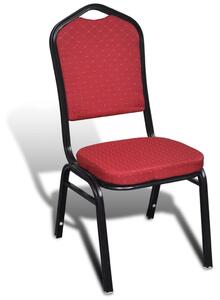 Krzesła stołowe, 10 szt., czerwone, tkanina