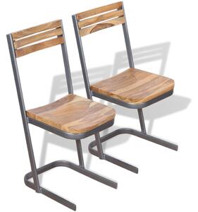 Krzesła stołowe, 2 szt., lite drewno tekowe