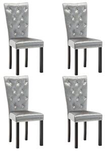 Krzesła stołowe, 4 szt., srebrne, obite aksamitem