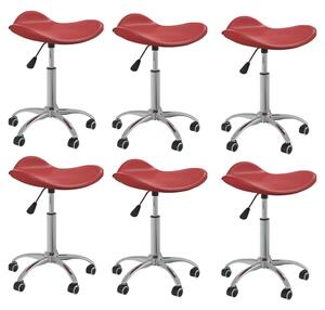 Obrotowe krzesła stołowe, 6 szt, winna czerwień, sztuczna skóra