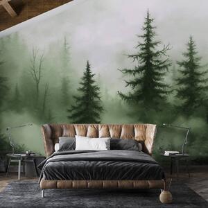 Fototapety Ciemnozielony las, obraz olejny, pociągnięcia pędzla, natura, Fototapety Natura, w02153v1 : Uwalls.pl