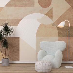 Fototapety Nowoczesna geometria z abstrakcyjnymi kształtami, teksturowane detale w odcieniach beżu i brązu, Fototapety Wzory, w02140 : Uwalls.pl