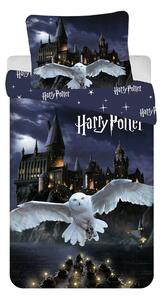 Ciemnoniebieska/szara pościel dziecięca jednoosobowa z mikrowłókna 140x200 cm Harry Potter "Hogwarts Night" – Jerry Fabrics