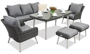 Meble ogrodowe Bilbao Apetito 5 + 2 pufy Garden Point antracyt