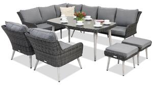 Meble ogrodowe Bilbao Comida 7 + 2 pufy Garden Point antracyt