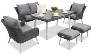 Meble ogrodowe Bilbao Apetito 4 + 2 pufy Garden Point antracyt