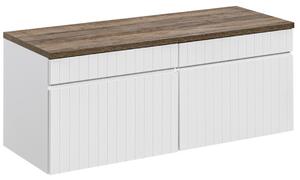 Szafka pod umywalkę 120 cm biała ryflowana Iconic (Set icw-b 120 cm), podwieszana