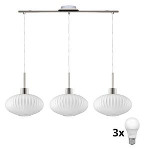 Eglo Lampa wisząca LED HARMA na lince 3xE27/60W/230V matowy chrom/biały EG32521H
