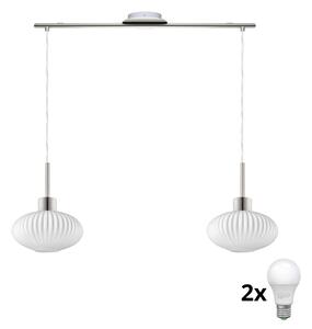 Eglo Żyrandol LED na przewodzie HARMA 2xE27/60W/230V matowy chrom/biały EG32519M