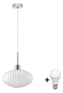 Eglo Lampa wisząca LED na lince HARMA 1xE27/60W/230V średnica 30 cm matowy chrom/biały EG32515W