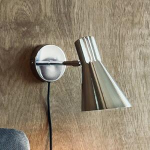 Dyberg Larsen Kinkiet DL12, chrom, kabel, E27, metal DL12, chromowy / srebrny, salon / jadalnia, metal, design