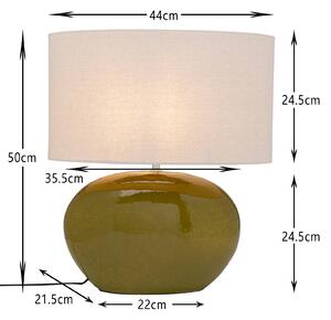 KARE Lampa stołowa Tischleuchte Beo, zielony, salon / jadalnia, tkanina / materiał / jedwab, skandynawski