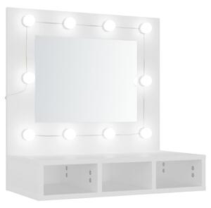 Szafka z lustrem i oświetleniem LED, biała, 60x31,5x62 cm