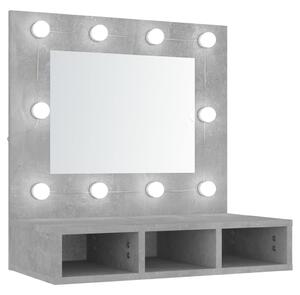 Szafka z lustrem i oświetleniem LED, szary beton, 60x31,5x62 cm