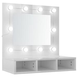 Szafka z lustrem i LED, biała z połyskiem, 60x31,5x62 cm