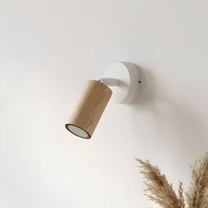 Kinkiet Nisse Luminex, możliwość ściemniania, biały / opal, salon / jadalnia, drewno