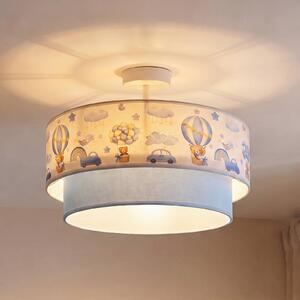 Lampa sufitowa Boho Duolla, niebieski, pokój dziecięcy, tkanina / materiał / jedwab