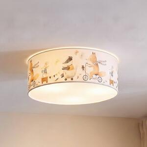 Lampa sufitowa Kids Print Duolla, kremowy / amber, pokój dziecięcy, tkanina / materiał / jedwab
