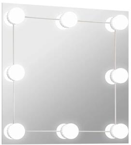 Kwadratowe srebrne lustro wiszące LED 40x40 cm T9-D02