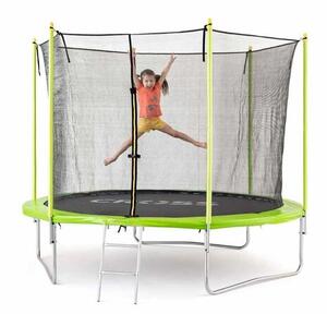 Trampolina krzyżowa z siatką i drabinką, 306 x 306x 250 cm