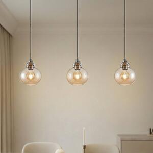 Lampa wisząca Tymoni Lindby, możliwość ściemniania, kremowy / amber, salon / jadalnia, szkło, vintage
