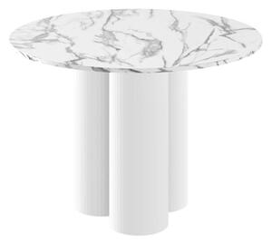 MebleMWM Stół Okrągły RAVEO | Marble White HG + Biały HG
