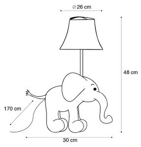 Kinder tafellamp olifant grijs - Bobbie Oswietlenie wewnetrzne