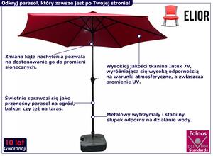 Czerwony okrągły parasol ogrodowy - Łaross