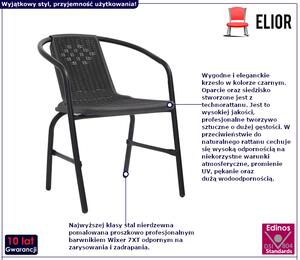 Zestaw dwóch czarnych krzeseł ogrodowych - Ellonel