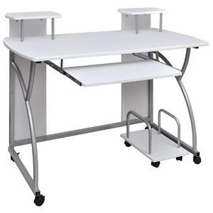 Białe biurko komputerowe z półkami na kółkach - Elmot