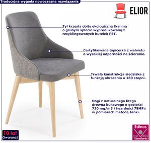 Popielate tapicerowane krzesło obrotowe - Elandro
