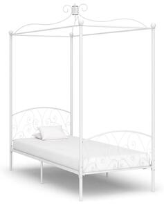Białe rustykalne łóżko z baldachimem 90x200 cm - Orfes