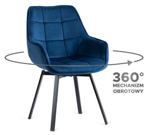 Granatowe obrotowe pikowane krzesło - Lado 3X