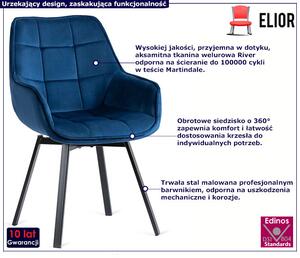 Granatowe obrotowe pikowane krzesło - Lado 3X