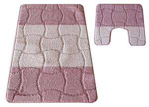 Nowoczesny różowy zestaw chodniczków łazienkowych - Loliko