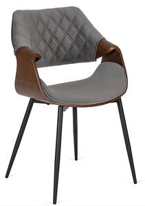 Nowoczesne welurowe krzesło z podłokietnikami szary + orzech - Zerti