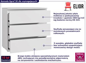 Biała komoda z szufladami bez uchwytów 80 cm - Egrof 3X