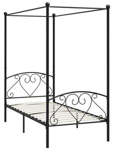 Czarne metalowe łóżko z baldachimem 90x200 cm - Elox