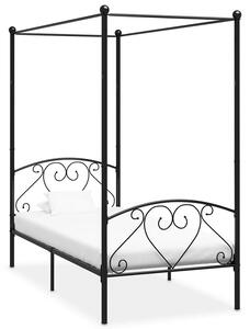 Czarne metalowe łóżko z baldachimem 100x200 cm - Elox