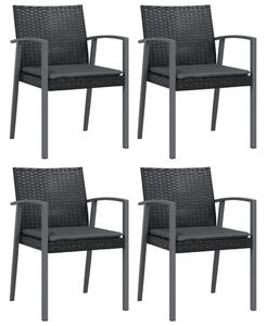 Krzesła ogrodowe z poduszkami, 4 szt., czarne, 56,5x57x83 cm
