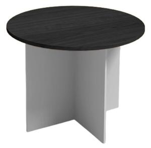Stół konferencyjny z okrągłym blatem PRIMO GRAY, średnica 100 cm, szary/wenge
