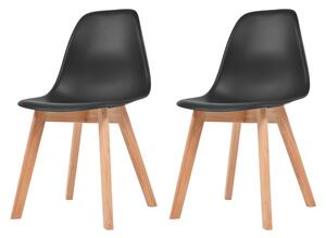 Krzesła stołowe, 2 szt., czarne, plastikowe