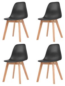 Krzesła stołowe, 4 szt., czarne, plastikowe