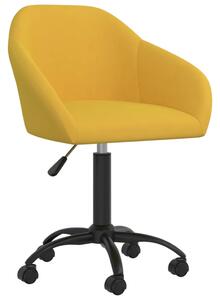 Obrotowe krzesła stołowe, 4 szt., żółte, obite aksamitem