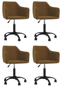 Obrotowe krzesła stołowe, 4 szt., brązowe, obite aksamitem